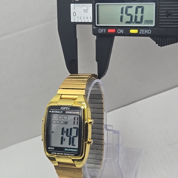 Mens Rare Unique Vintage Aspen Niteglo Digital Watch Gold Tone New Battery - Picture 5 of 11